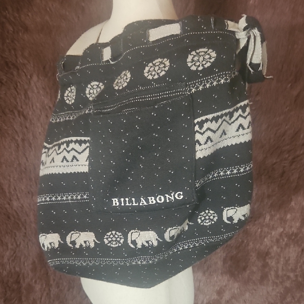 Billabong Black and White Elephant Print Sweater Bag